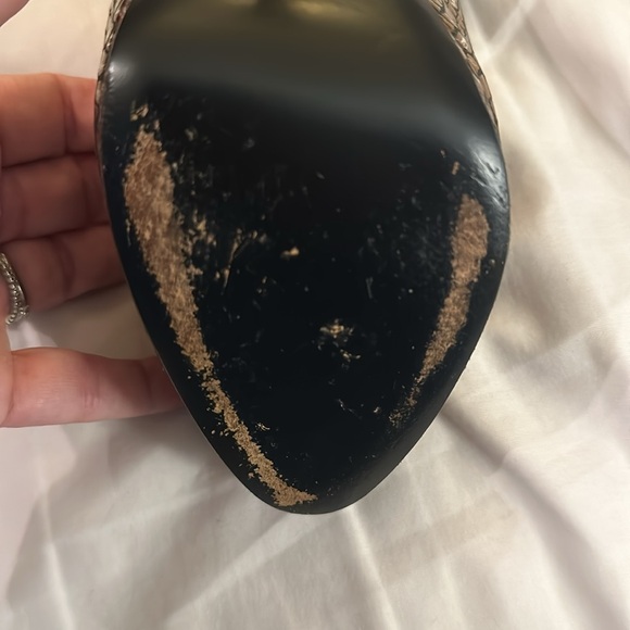 Giuseppe Zanotti Metallic Gold Python Embossed Leather Peep Toe Platform 39.5 - Picture 9 of 10